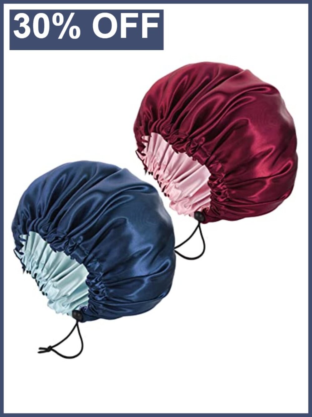 Satin Hair Bonnet for Sleeping 2 Pack Double Layer Sleep Cap Large Adjustable